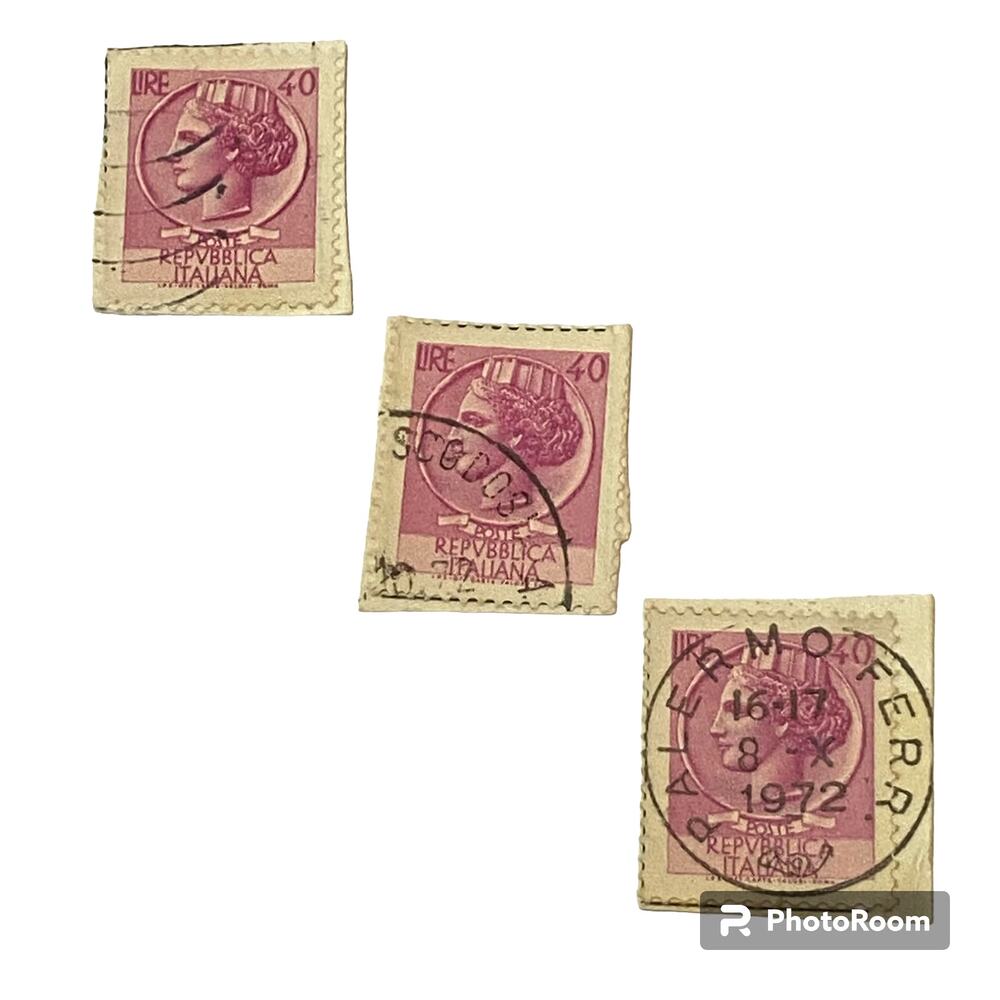 Italian Stamp 40 Lire Coin of Syracuse Rare Series Issued 1968 Canceled 1972